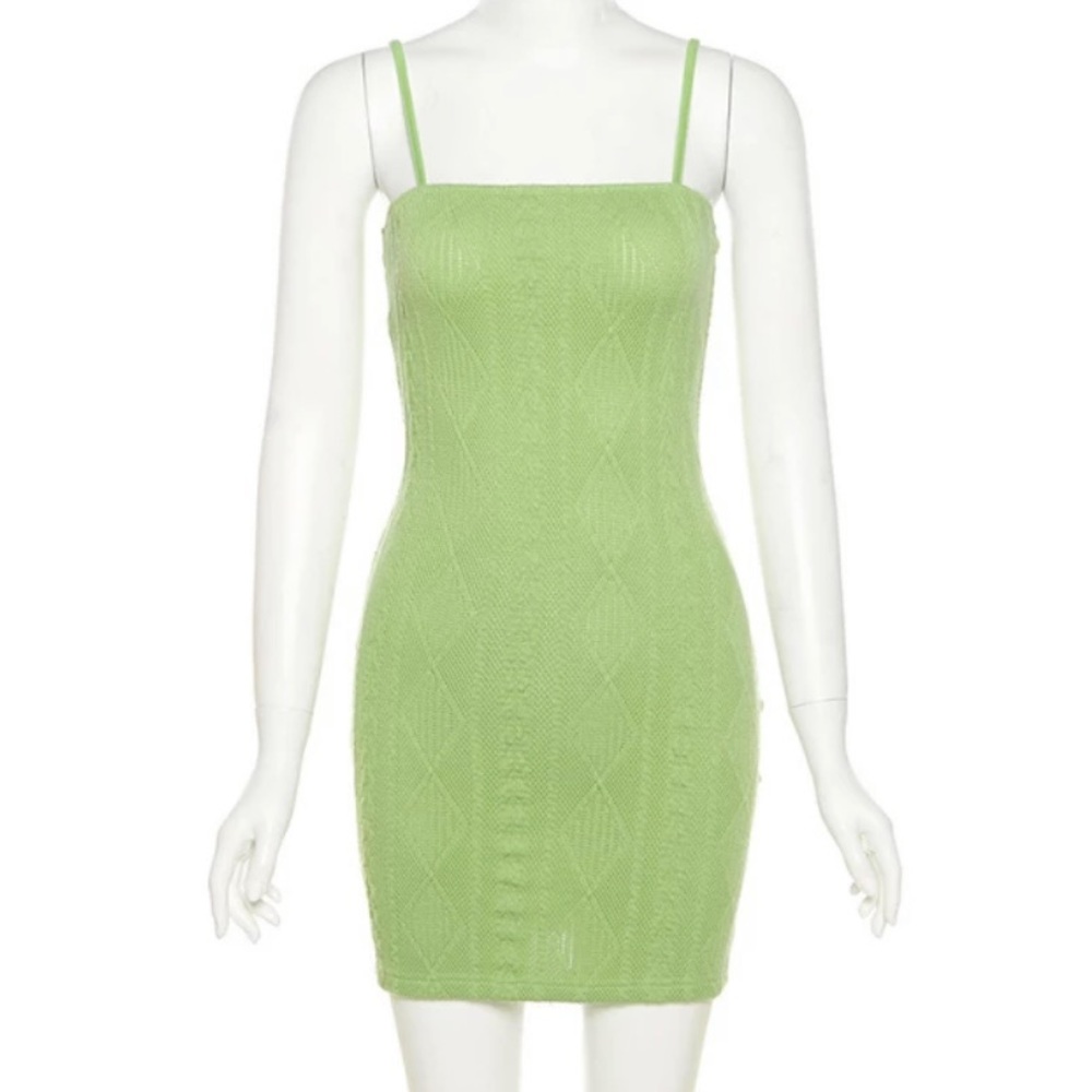 Charming Green Knitted Mini Dress